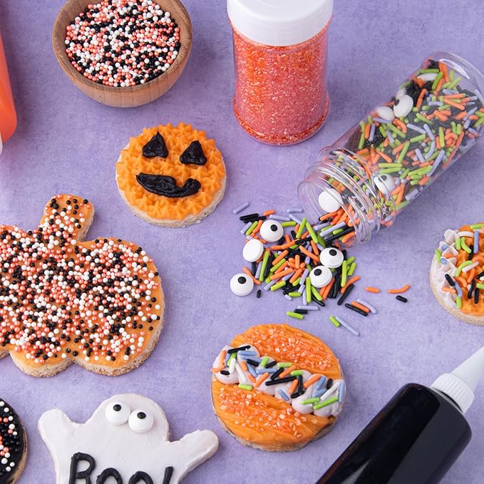 Sweets Indeed Halloween Sprinkles 4-Pack ??10.90 oz Jar Set | Candy Eyeball Mix, Bat & Pumpkin Quin