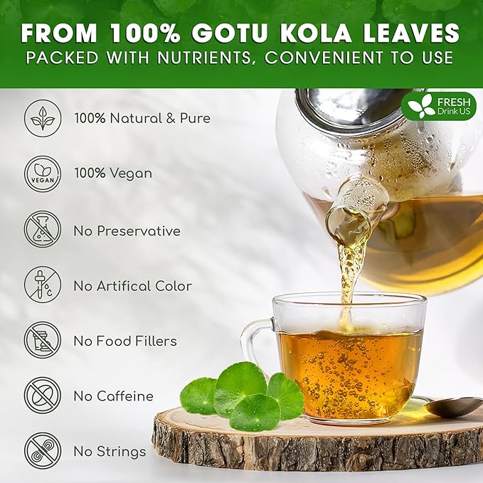 FreshDrinkUS, Premium Gotu Kola Leaf Tea ??40 Tea Bags | Pure Dried Centella Asiatica Leaves |