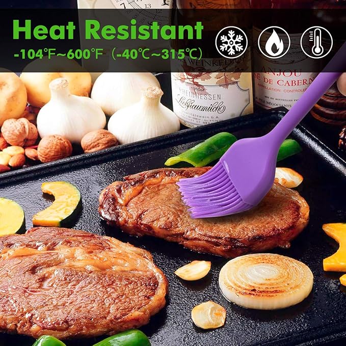 HOTEC 600℉ Heat Resistant BPA Free Silicone Marinading Meat Grill Basting Pastry Brush for Oil