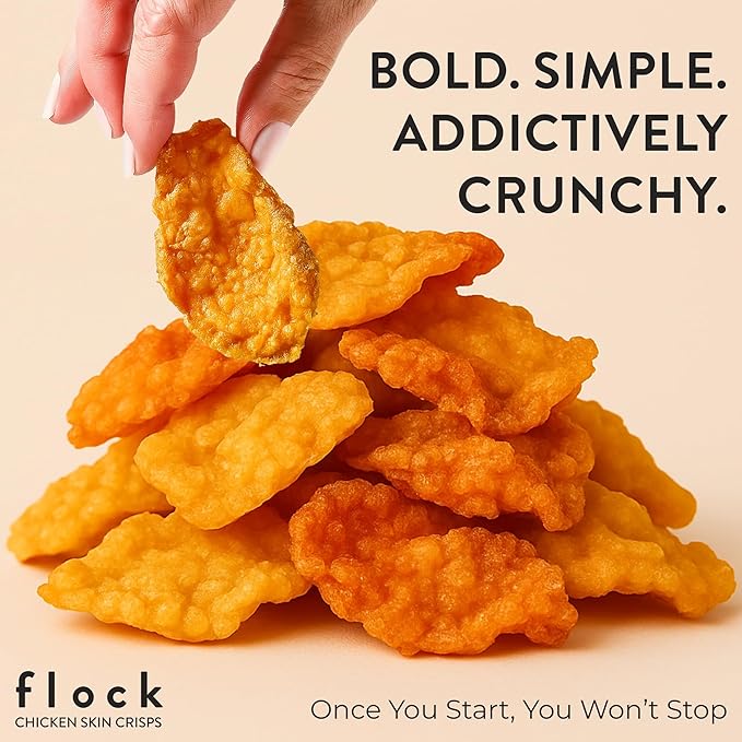 Flock Keto Chicken Skin Chips | 4 Flavors Variety Pack | Low Carb, High Protein, Sugar Free, Gluten