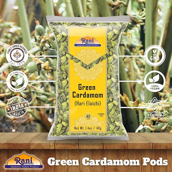 Rani Green Cardamom Pods Spice (Hari Elachi) 1.4oz (40g) ~ All Natural | Vegan | Gluten Friendly |