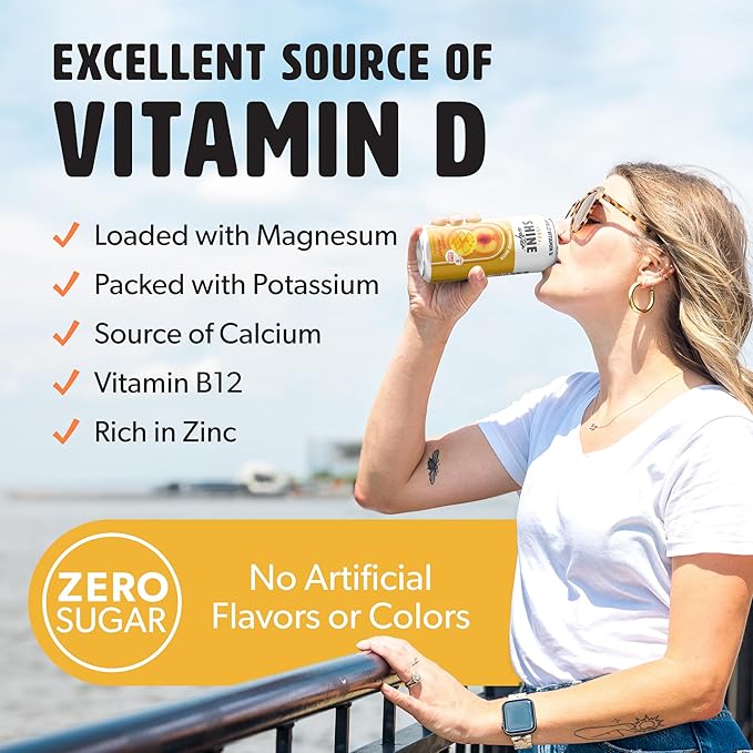 ShineWater Vitamin D Hydration Electrolyte Drink - Flavored water with electrolytes, Sugar-Free