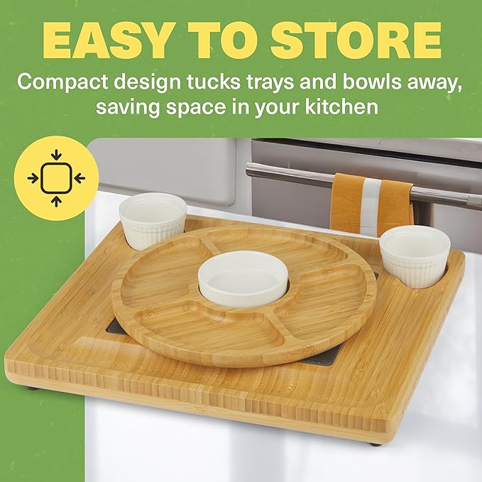Charcuterie Board Gift Set, Expandable Bamboo Cheese Board with Stainless Steel Serving Utensils