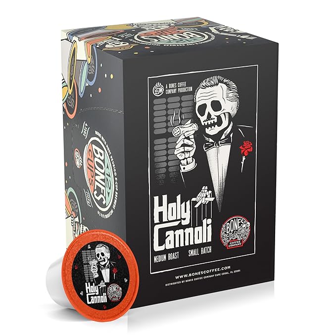 Bones Coffee Company Flavored Coffee Bones Cups Holy Cannoli Flavored Pods | 12ct Single-Serve