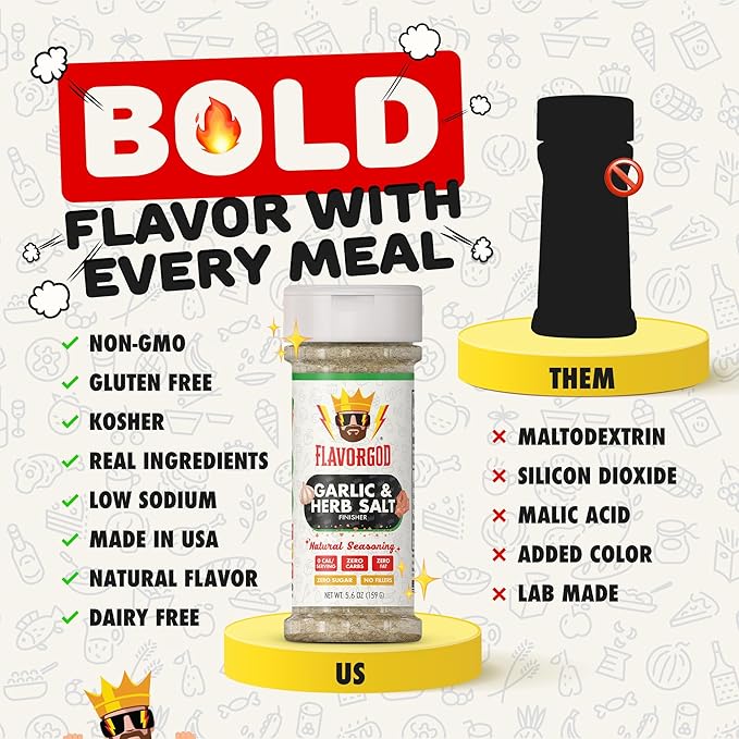 Garlic & Herb Salt Finisher by Flavor God - Premium All Natural & Healthy Spice & Seasoning Mix