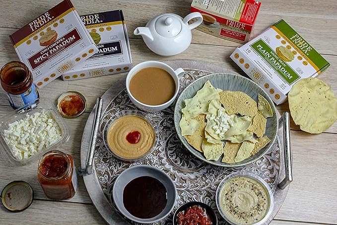 Pride Of India - Tikka Curry Mung Bean Papadum Lentil Crisp, Pack of 6-10 count (3.53oz - 100gm)