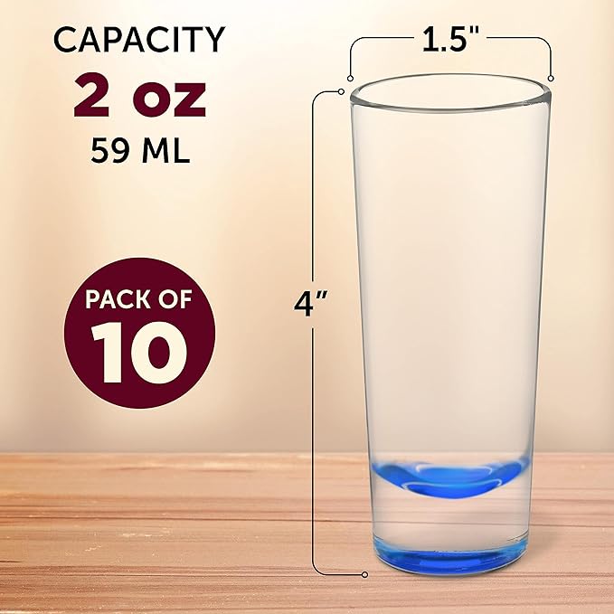 DISCOUNT PROMOS Cordial Shooter Shot Glasses 2 oz. Set of 10, Bulk Pack - Great for Birthdays