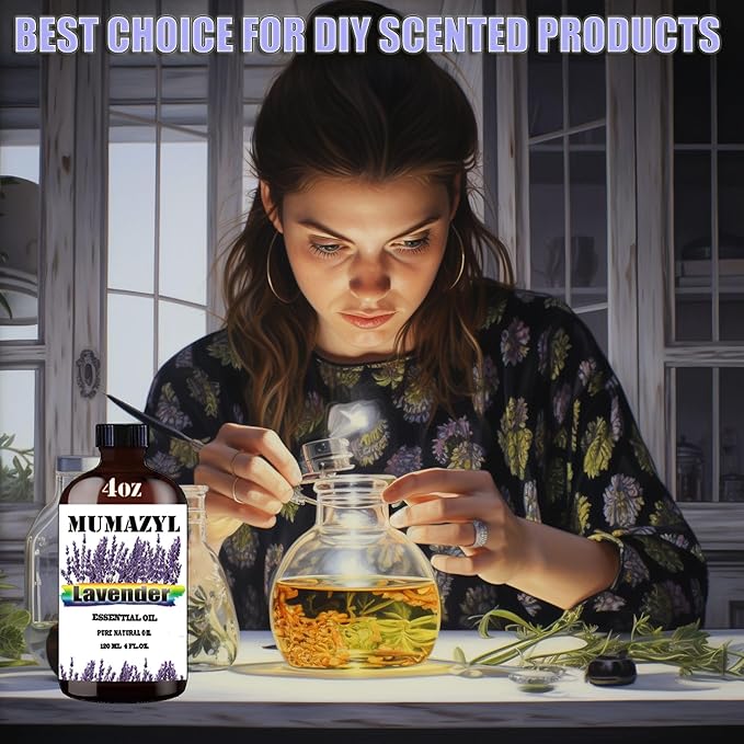 Lavender Essential Oil, Lavender Oil 4 Fl Oz 120ML for Diffuser Humidifier Yoga Cleaning DIY Candle