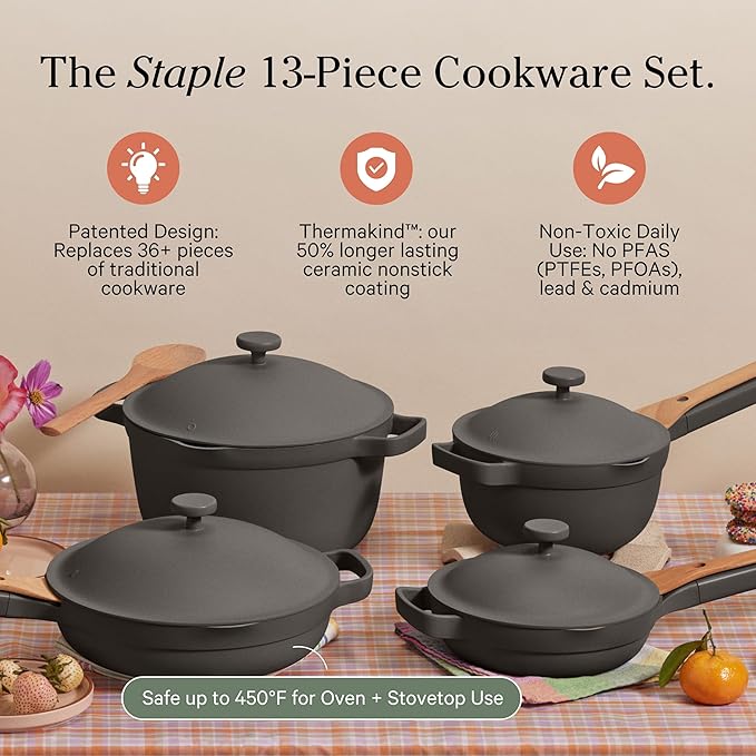 Our Place Cookware Set - 13-Piece Kit Including the Always Pan, Perfect Pot and Spatulas |
