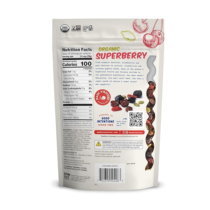 Made in Nature Organic Superberry Fruit Fusion, 24 Ounce (Pack of 1) ??Fruit and Nut Trail Mix
