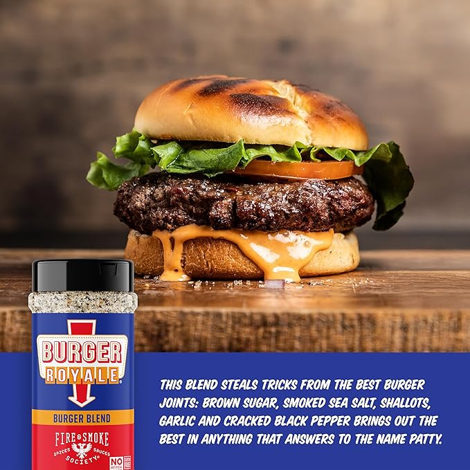 Fire & Smoke Burger Royale Burger Seasoning | BBQ Rub for Smoking and Grilling Meat | Beef, Pork