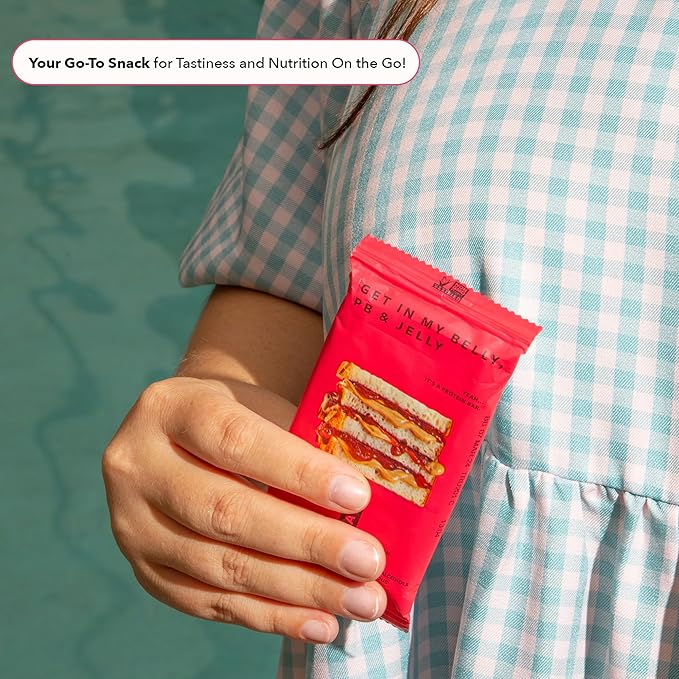 TRUBAR Vegan Protein Bar, Get In My Belly Pb & Jelly, Gluten Free, Plant Based, High Fiber, Dairy