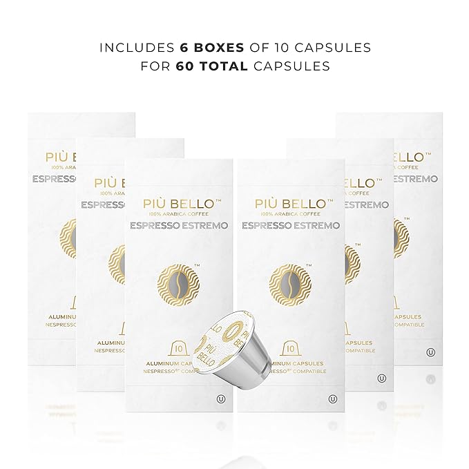 Piu Bello Espresso Estremo Coffee Pods – Espresso Coffee Pods for Nespresso Original Machines
