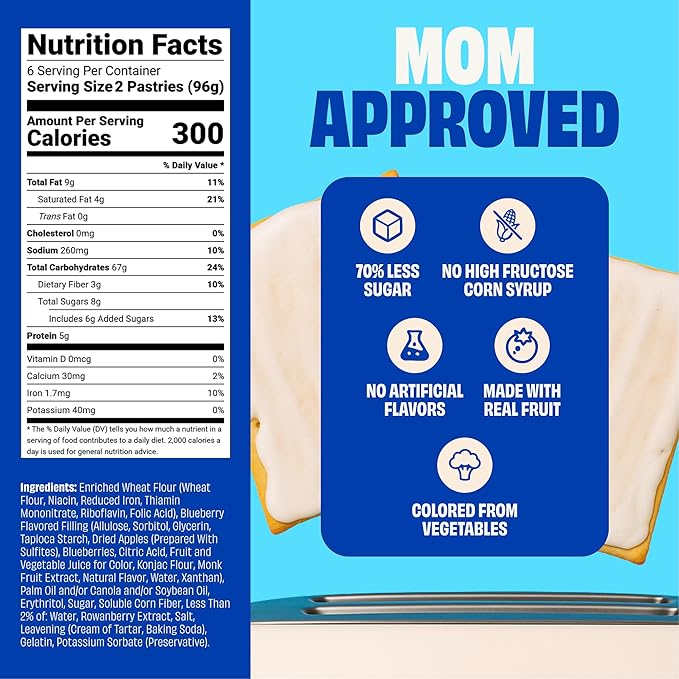 Smart Tart Toaster Pastries Wild Blueberry - Low Sugar Snacks, Healthy Breakfast Pastry, On the Go