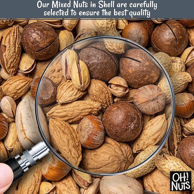 Oh! Nuts Mixed Nuts in Shell - Raw - 100% Natural - 4 lb - Jumbo-Sized Premium Shelled Nuts