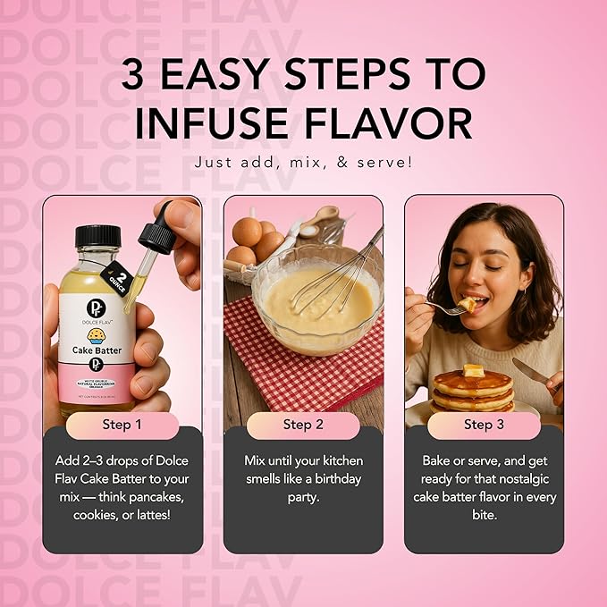 Dolce Flav Natural Cake Batter Extract ??2 Ounce Water-Soluble Kosher, Sugar-Free, Concentrated