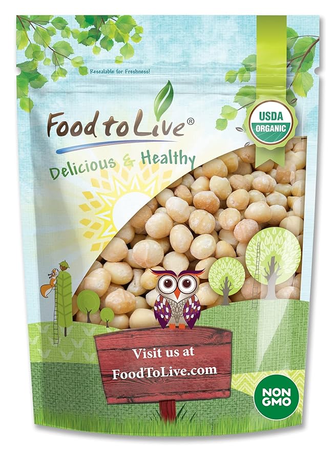 Food to Live Organic Whole Macadamia Nuts, 2 Pounds – Non-GMO, Raw, Shelled, Unsalted, Kosher