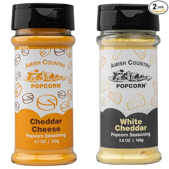 Amish Country Popcorn | Seasoning Variety Pack | Cheddar Cheese - 4.7 oz and White Cheddar Cheese