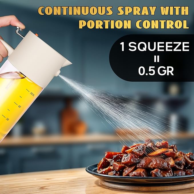 Oil Sprayer for Cooking, 2025 Large Advanced Olive Oil Dispenser Bottle,500ml/17oz Glass Olive Oil