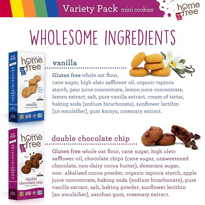 Homefree Treats — Vegan Cookies Variety Pack – Allergy Safe School Snacks – Peanut Free, Gluten