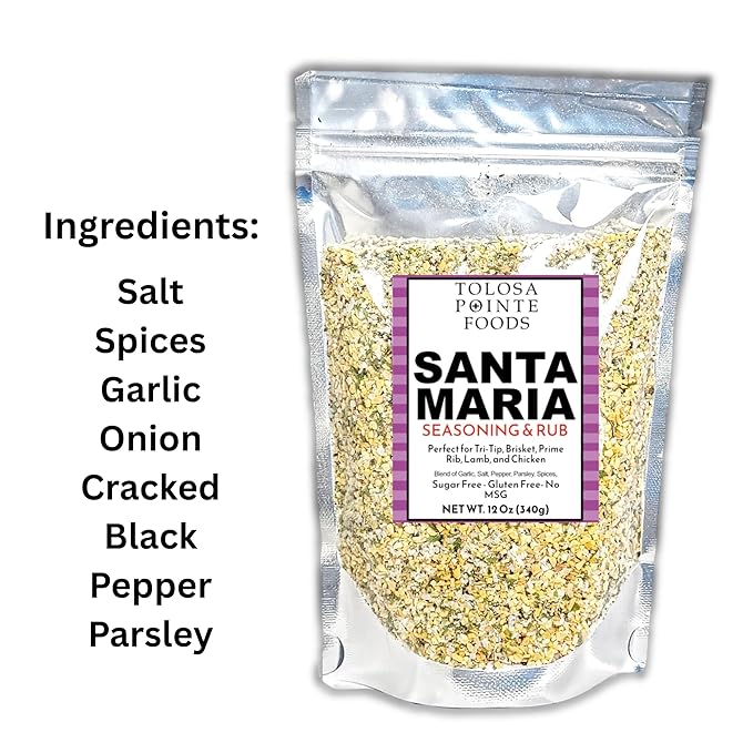 Tolosa Pointe Santa Maria Seasoning & BBQ Rub, 12 Oz, Sugar Free, Gluten Free, for Tri Tip, Pork