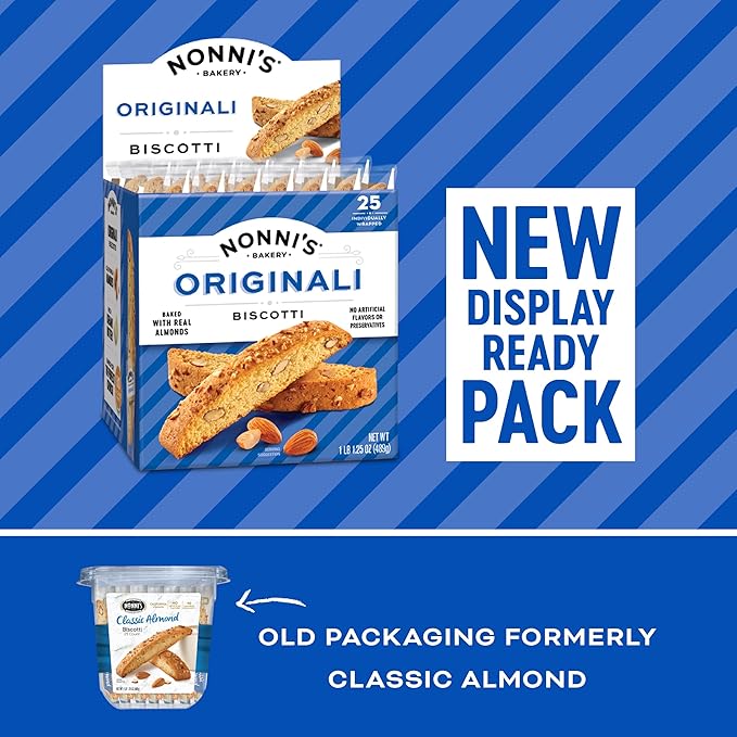 Nonni's Originali Classic Almond Biscotti Cookies ??Individually Wrapped Italian Coffee Snack