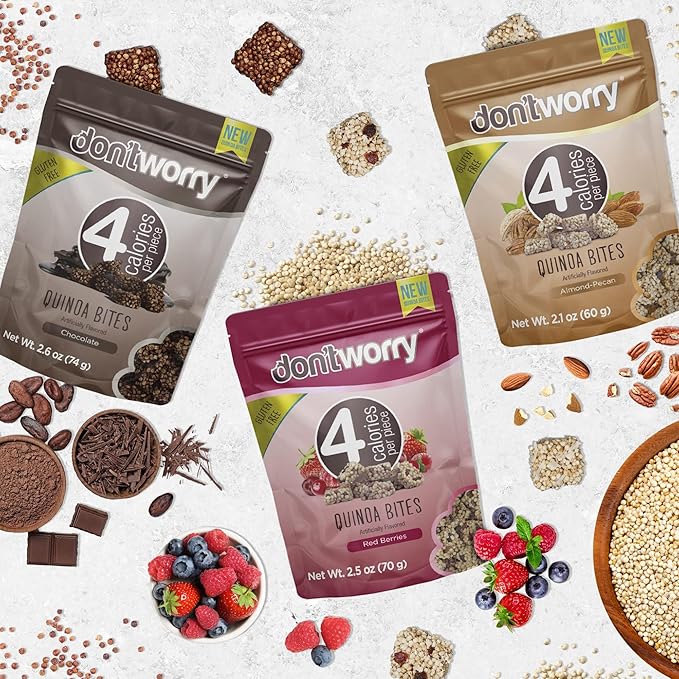 Don't Worry Chocolate Quinoa Bites - Low Calorie Snacks, Only 4 Calories per Piece!, Healthy