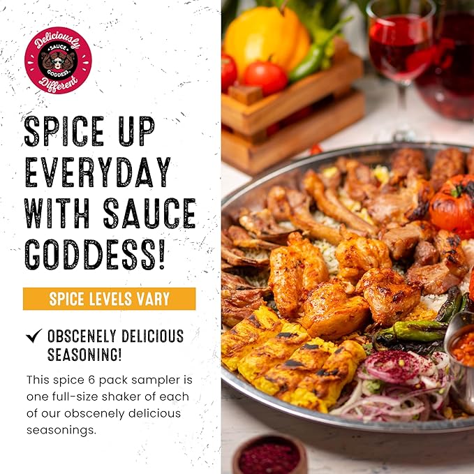 Sauce Goddess - Spice 6-Pack Sampler - Seasonings & Spices Gift Set, No Additives, Non-GMO