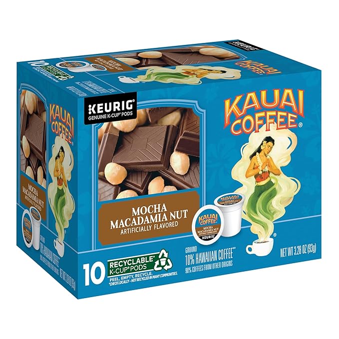 Kauai Coffee K-Cup Pods for Keurig Brewers – Arabica Coffee, 10% Hawaiian – Medium Roast, Rich