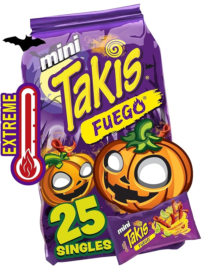 Takis Fuego Mini 25 pc / 1.23 oz Bite Size Multipack, Hot Chili Pepper & Lime Flavored Extreme