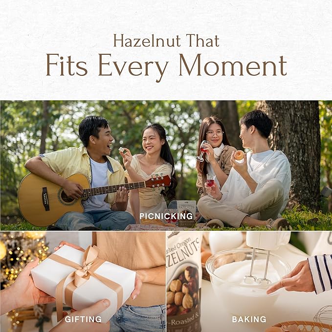 Snackathon Roasted Oregon Hazelnuts, Unsalted, Dry Roasted, Whole Filberts, Premium Natural Nuts