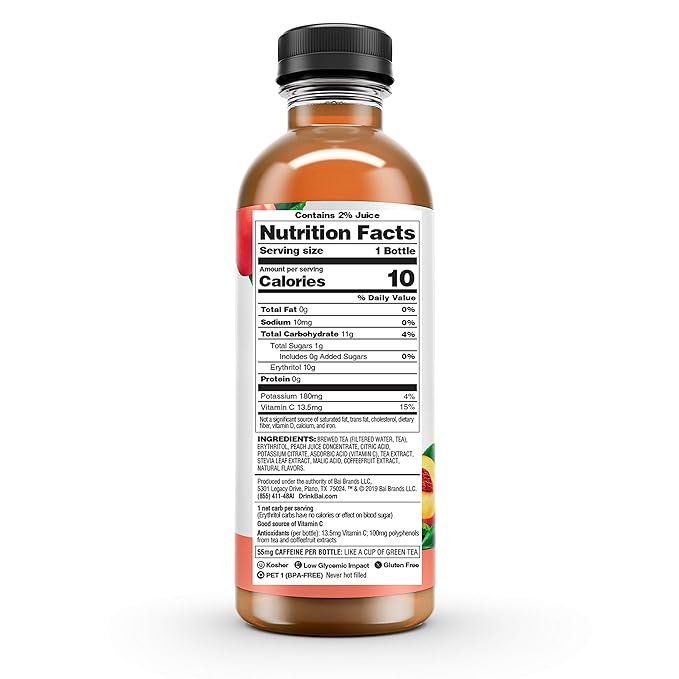 Bai Iced Tea, Narino Peach, Antioxidant Infused Supertea, Crafted with Real Tea (Black Tea, White