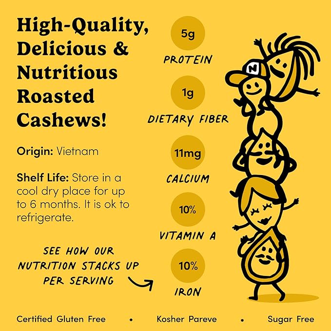 Nuts.com ??Roasted Cashews (Salted Single Serve) ??Creamy & Savory Flavor, Healthy Snack for Adults