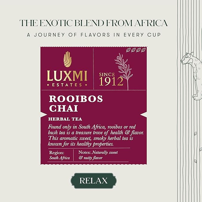 Luxmi Estates - Rooibos Chai - Organic Rooibos Tea with Spices - Loose Leaf - 100g (50 Cups)