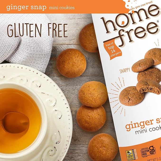 Homefree Mini Ginger Snap Cookies, Gluten Free, Nut Free, Vegan, School Safe and Allergy Friendly