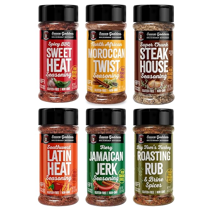 Sauce Goddess - Spice 6-Pack Sampler - Seasonings & Spices Gift Set, No Additives, Non-GMO