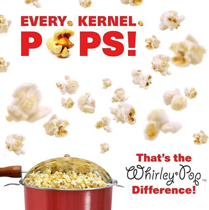 Original Whirley Pop Popcorn Maker - 6 Quart Stovetop Popcorn Popper With Five Popping Kits
