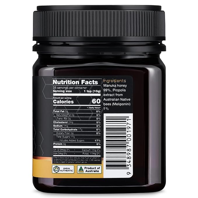 Nature’s Gold Raw Manuka Honey with Australian Native Bee Propolis, MGO 514+ | 8.8oz (250g), 100%