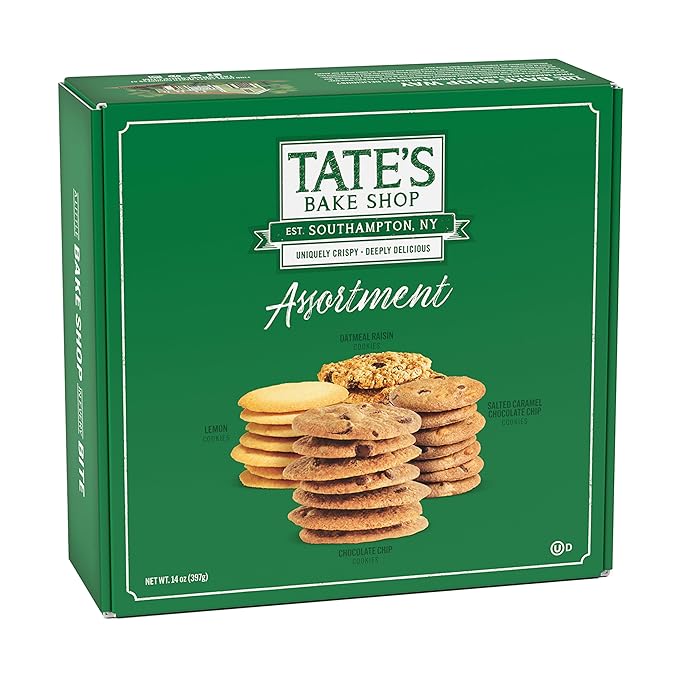 Tate's Bake Shop Cookies Gift Box, Chocolate Chip, Oatmeal Raisin, Salted Caramel and Lemon