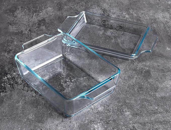 Rectangular Tempered Glass Casserole Dish, Tempered Glass Baking Dish with Glass Cover. Oven