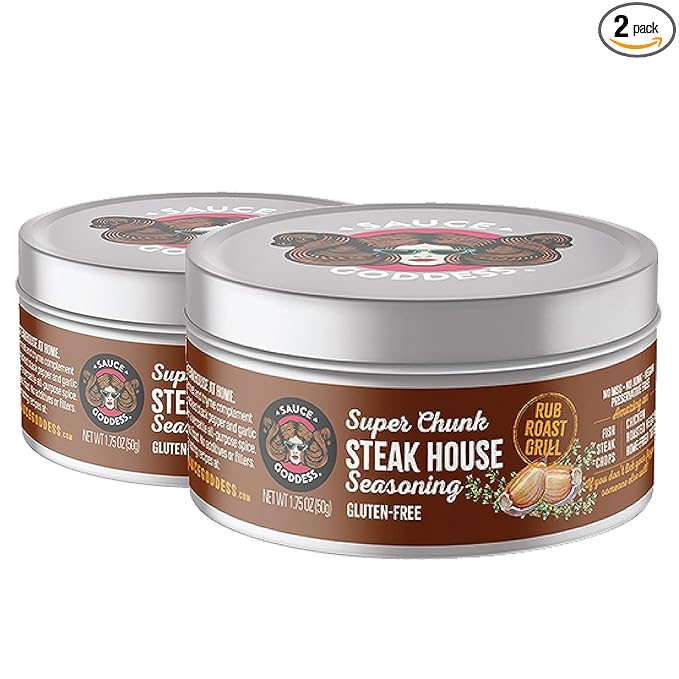 Sauce Goddess - Super Chunk Steakhouse Seasoning (2 Tin Cans) - No Sugar, Additives, Vegan
