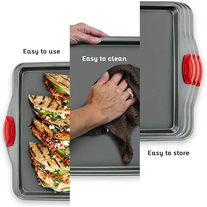 Boxiki Kitchen Non-Stick Baking & Cookie Sheet Pan Non-Toxic 11x14 Inch Rimmed Carbon Steel Baking