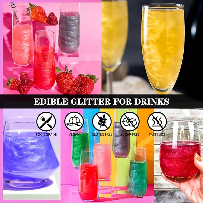 Iridescent Edible Glitter Spray, 20g Luster Dust Edible Glimmer Powder for Sparkling Cocktails