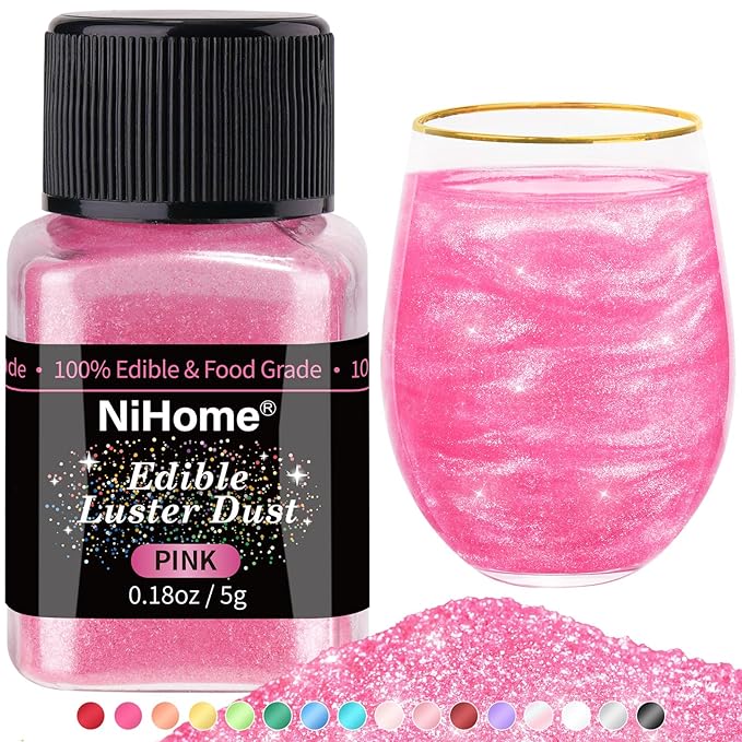 NiHome Edible Food-Grade Glimmer Powder Glitter Luster Dust Metallic Food Decorating Sprinkle