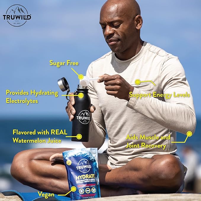 TruWild Natural Hydration Powder with Zero Sugar, Vegan Electrolytes + Amino Acids, Recovery Drink