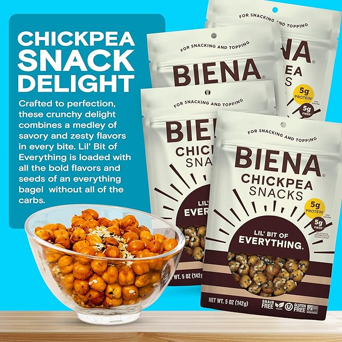 Biena Crispy Roasted Chickpea Snacks, Lil??Bit of Everything, High Protein Snacks, High Fiber