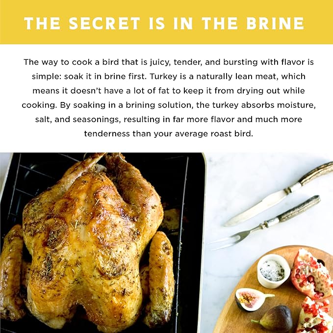 Fire & Flavor Lemon Pepper Turkey Perfect Brine - Turkey Brine Kit with Bag for Roasting, Grilling