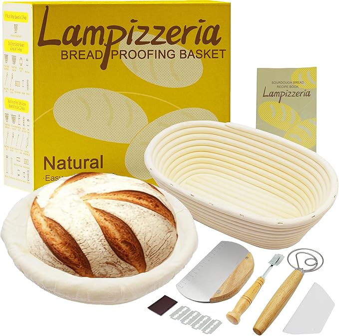 Round & Oval Rattan Banneton Basket Gift Kit with Accessories - Sourdough Bread Proofing Supplies