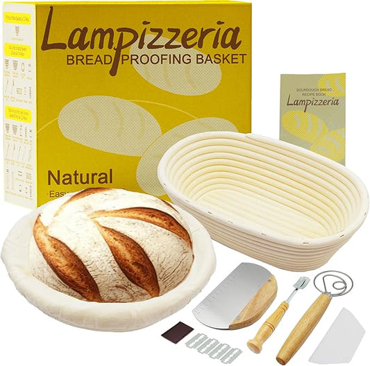 Round & Oval Rattan Banneton Basket Gift Kit with Accessories - Sourdough Bread Proofing Supplies
