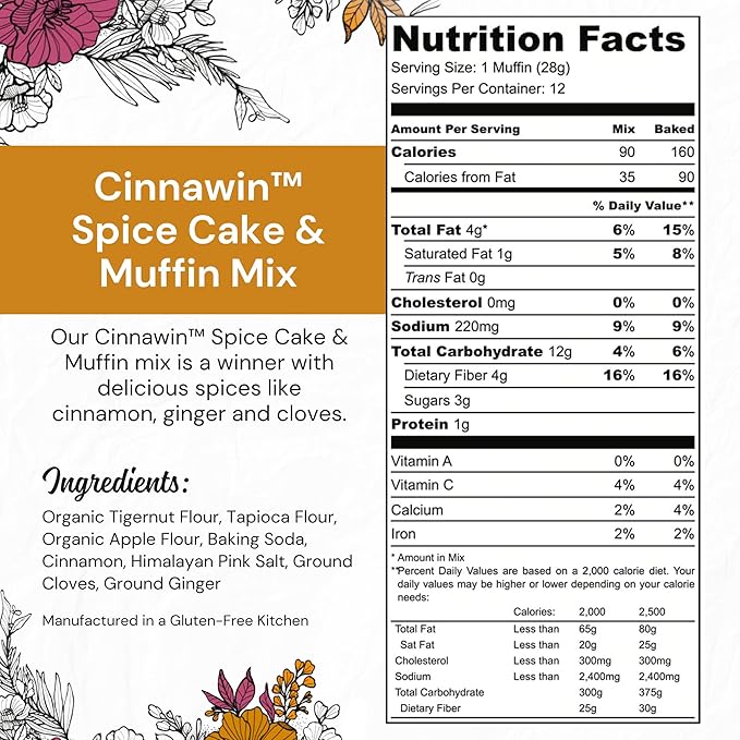 eat G.A.N.G.S.T.E.R. Cinnawin Spice Cake & Muffin Mix, Allergy-Friendly Baking Mix, Grain-Free, No